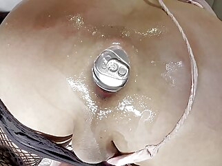 sex toy Shemale hiding whole can in her ass big cock